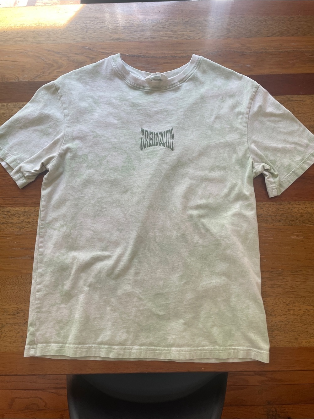 H&M White & Green Short Sleeve Tee with Subtle Green Chest Graphic